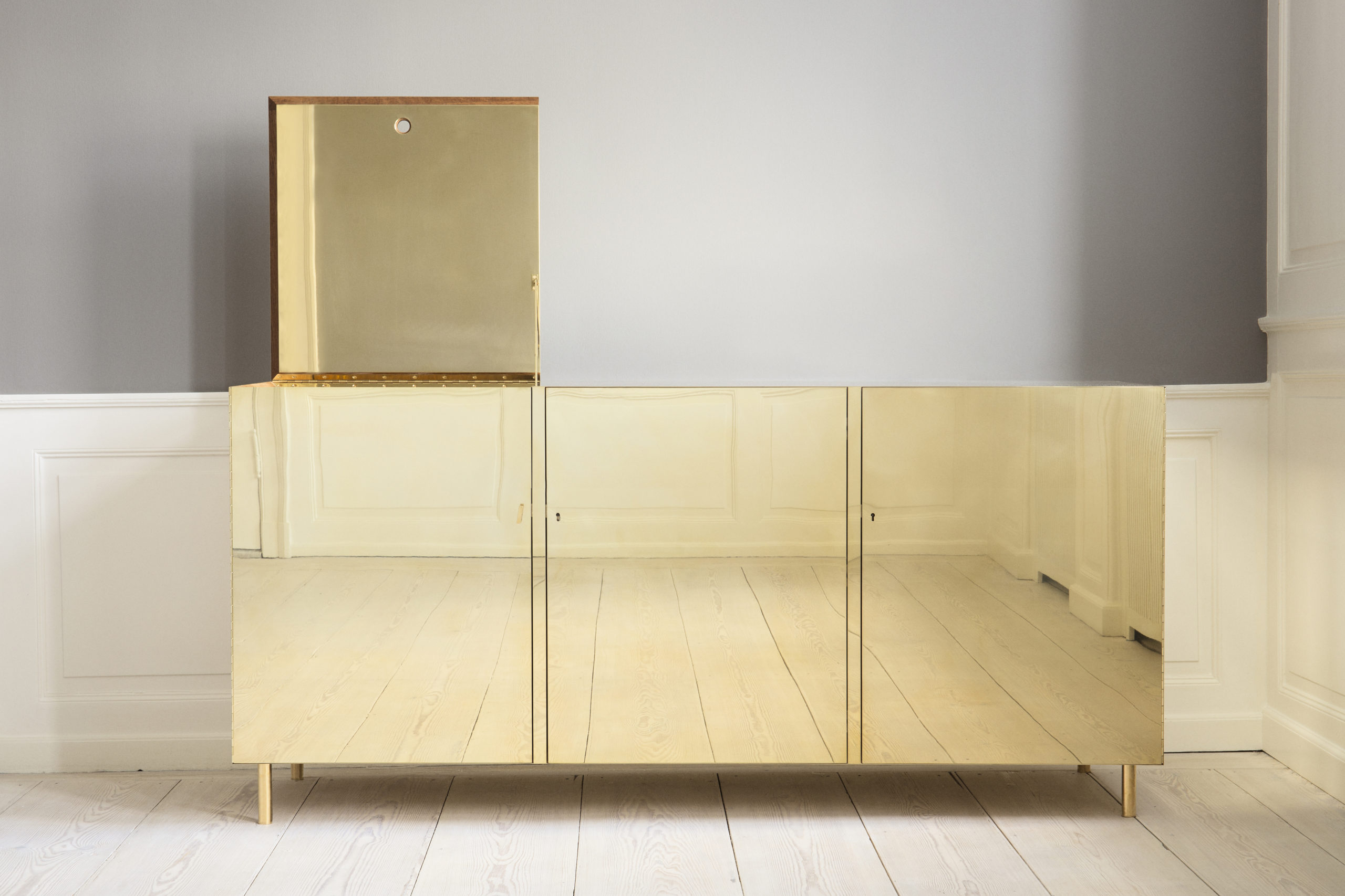 brass living room cabinet